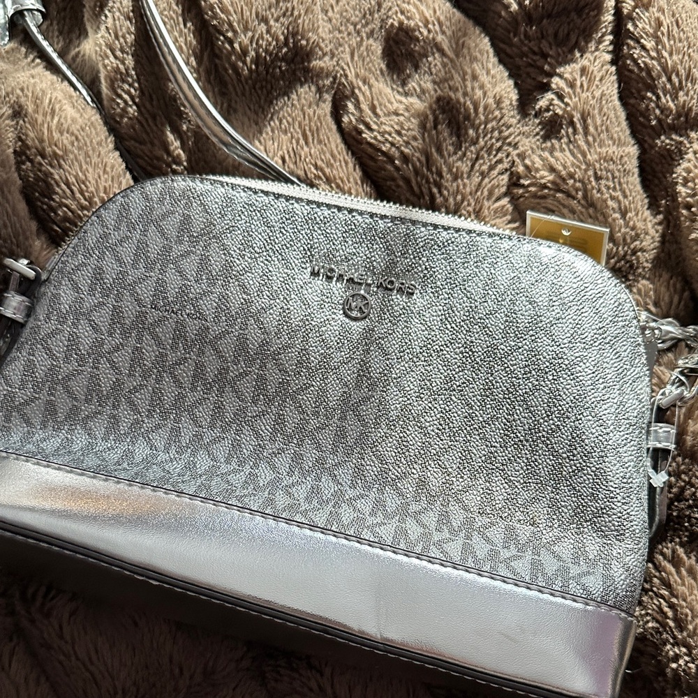 Michael Kors Metallic Silver Crossbody Bag